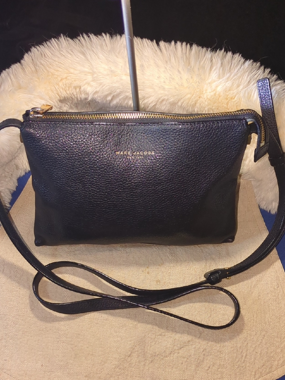Marc Jacobs Black Pebbled Leather Crossbody with Gold Hardware ONLY $60